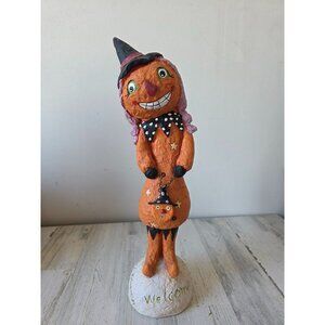Vintage pumpkin girl basket‎ statue figurine welcome decor